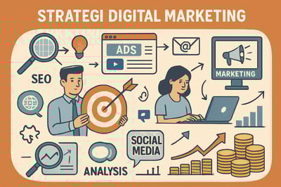Ilustrasi strategi digital marketing untuk meningkatkan penjualan perusahaan